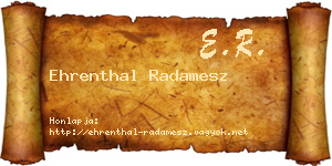 Ehrenthal Radamesz névjegykártya